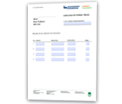 LUMIMAX - Lieferscheinformular für Musterteile