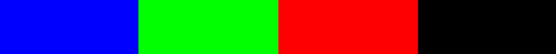 Farbbalken mit blauem, grünem, rotem und schwarzem Abschnitt